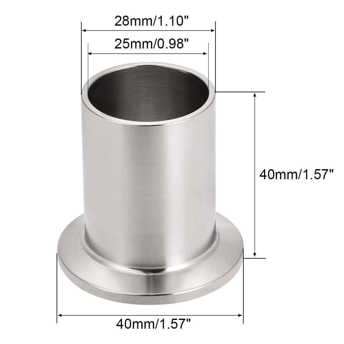 uxcell Uxcell 304 Stainless Steel Fitting Long Weld Clamp Ferrule Fits  Clamp 28x40mm