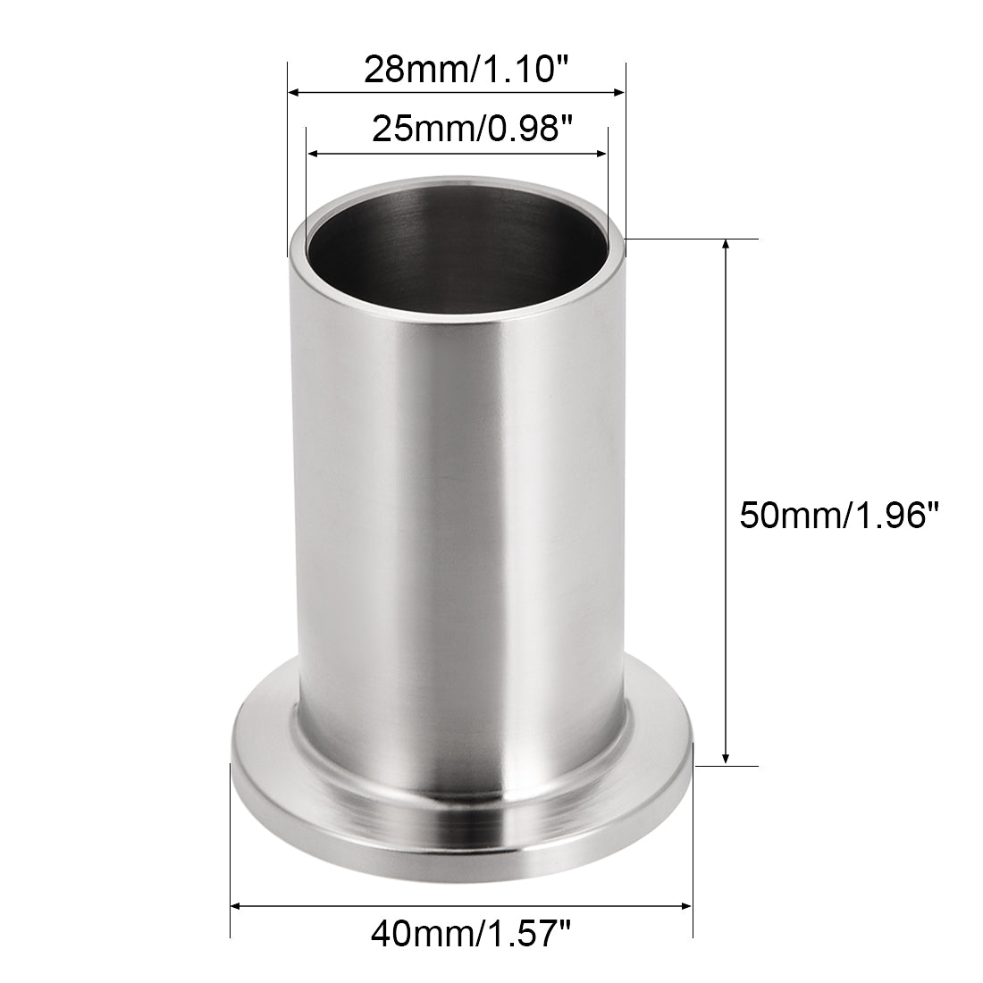 uxcell Uxcell 304 Stainless Steel Fitting Long Weld Clamp Ferrule Fits  Clamp 28x50mm