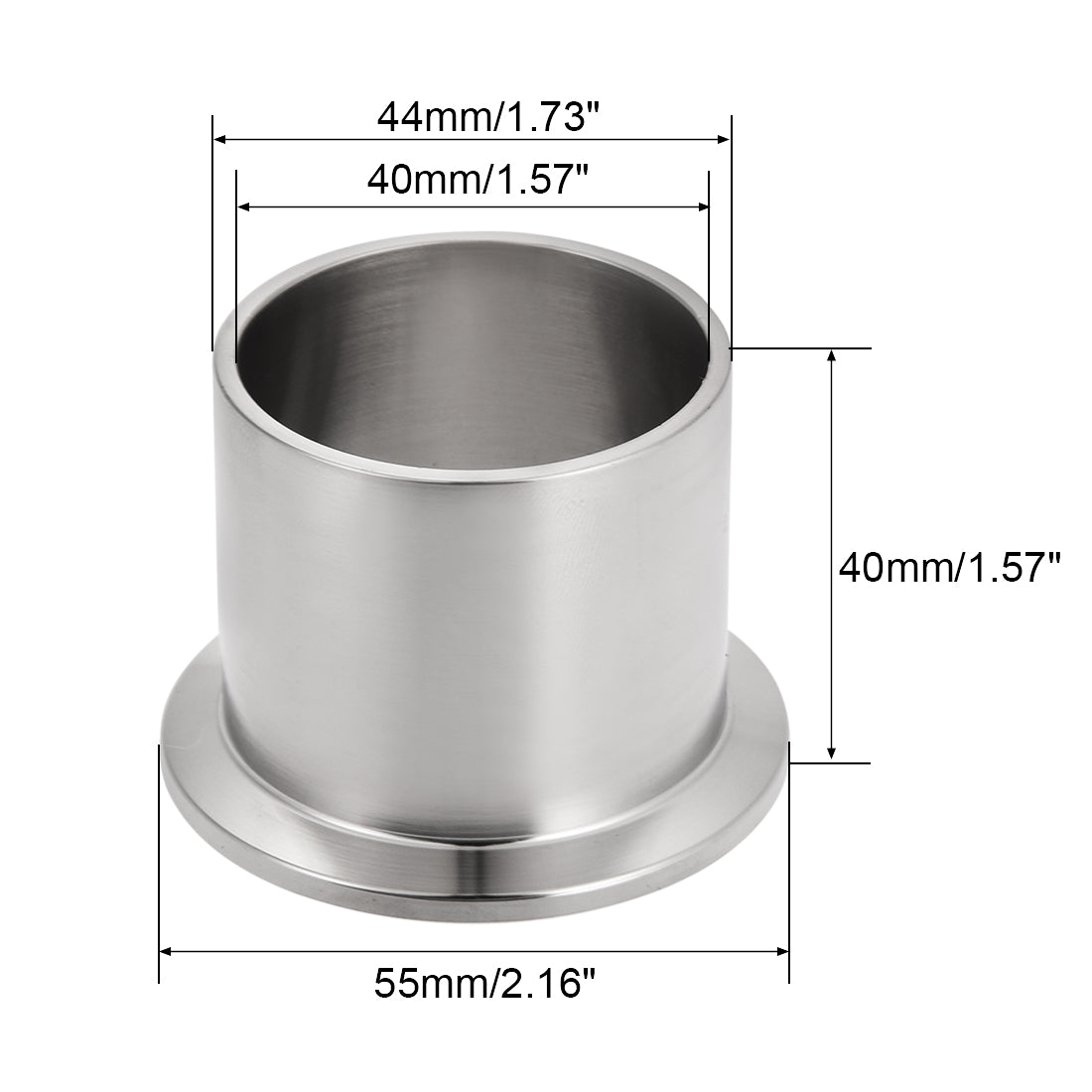 uxcell Uxcell 304 Stainless Steel Fitting Long Weld Clamp Ferrule Fits  Clamp 44x40mm