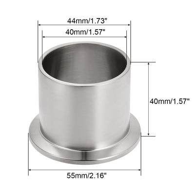 Harfington Uxcell 304 Stainless Steel Fitting Long Weld Clamp Ferrule Fits  Clamp 44x40mm 2Pcs