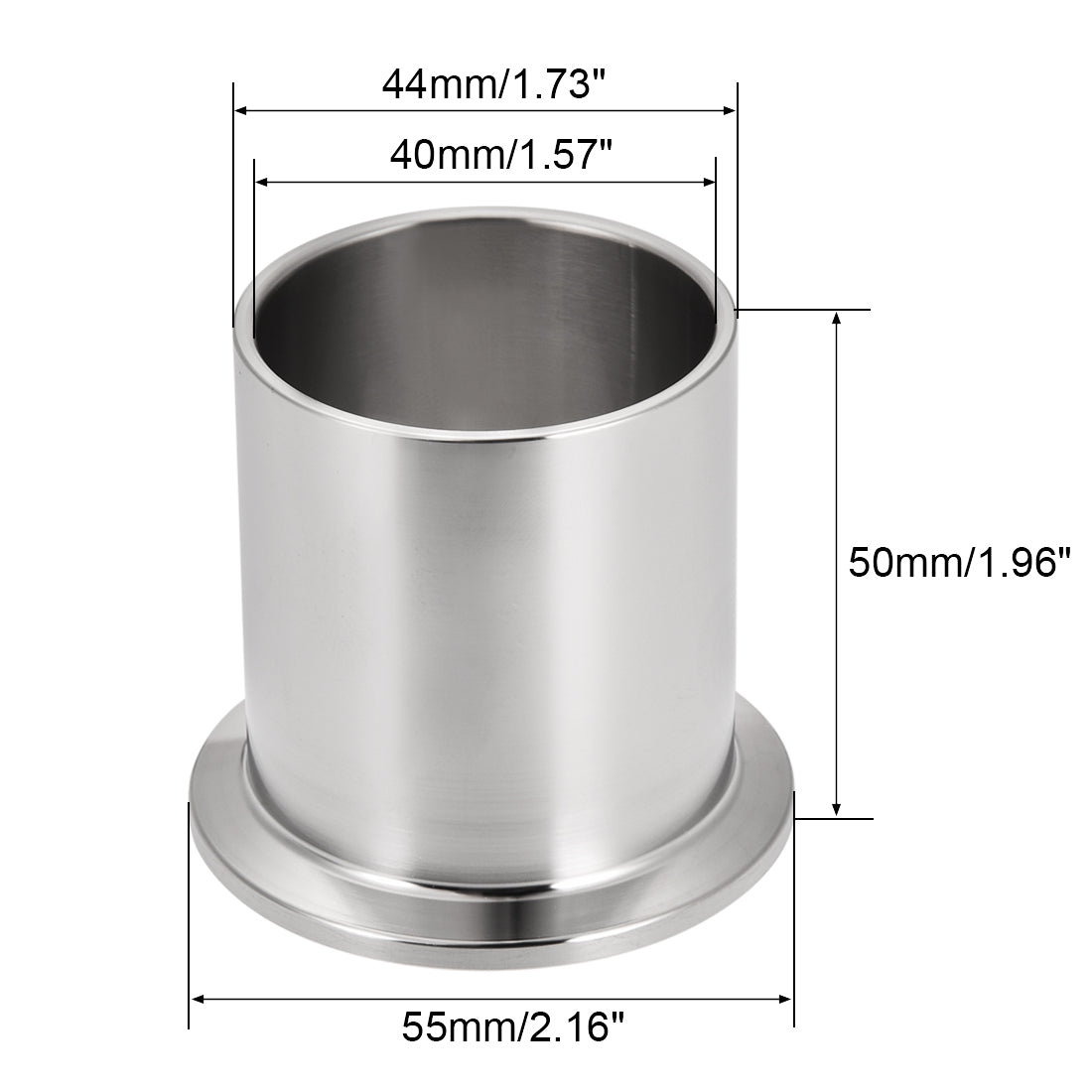 uxcell Uxcell 304 Stainless Steel Fitting Long Weld Clamp Ferrule Fits  Clamp 44x50mm
