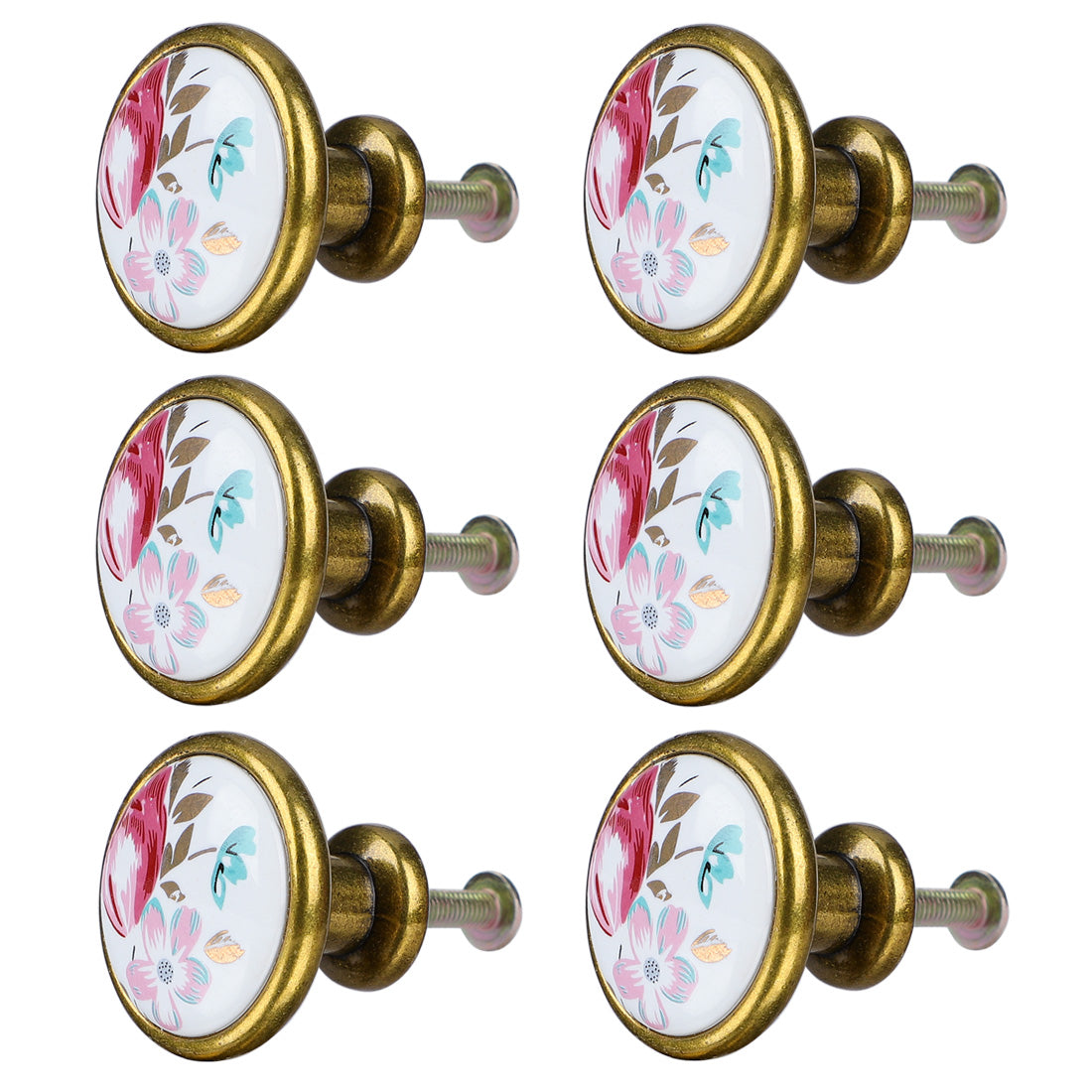 uxcell Uxcell Ceramic Vintage Knobs Pull Handle Cupboard Wardrobe Kitchen Cabinet 6pcs #2