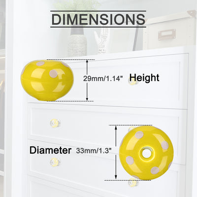 Harfington Uxcell Ceramic Knobs Round Drawer Pull Handle Cupboard Wardrobe Replacement 4pcs Yellow