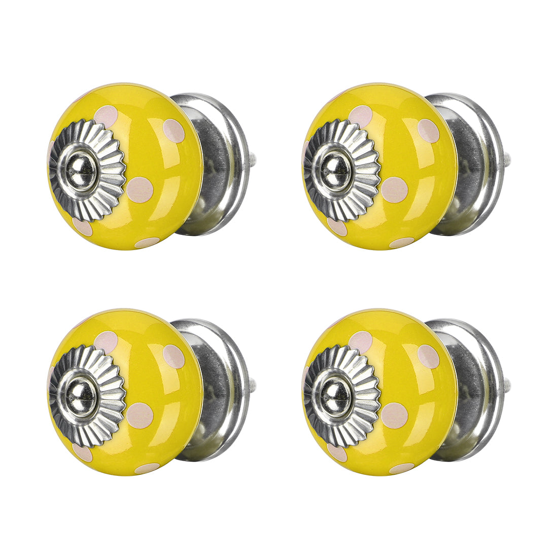 uxcell Uxcell Ceramic Knobs Round Drawer Pull Handle Cupboard Wardrobe Replacement 4pcs Yellow