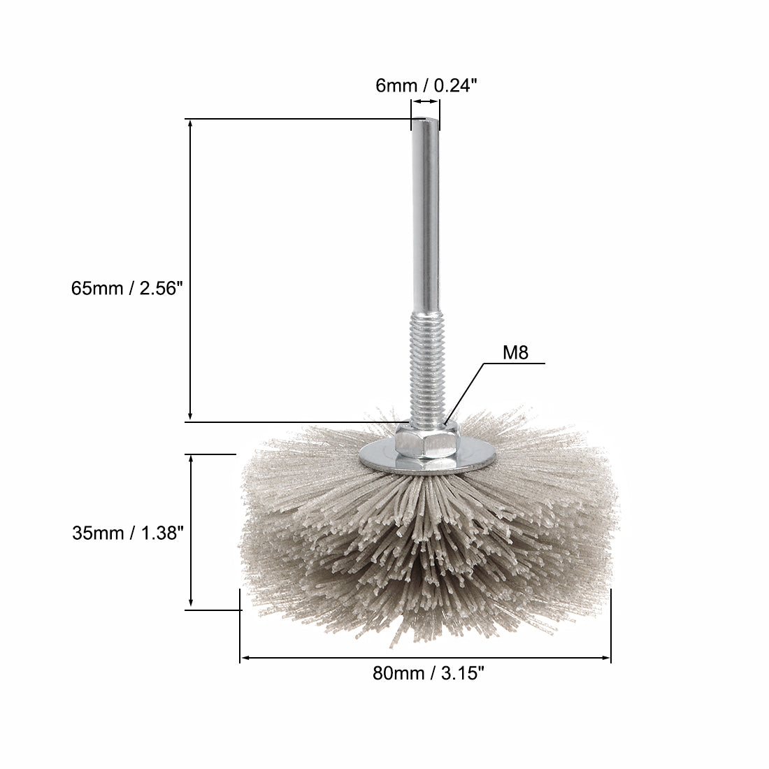Uxcell Uxcell Nylon Wheel Brush 80 Grits Abrasive Grinding Head with 6mm Threaded Shank