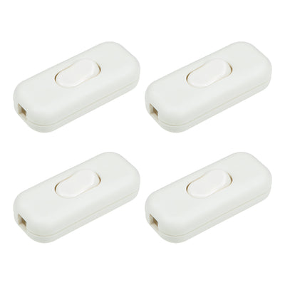 Harfington Uxcell Inline Cord Switch AC 250V 6A On/Off Rocker Switch Table Lamp Desk Light Switch, White 4pcs