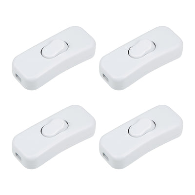 Harfington Uxcell Inline Cord Switch AC 250V 2A 500W DPST On/Off Rocker Switch Table Lamp Desk Light Switch, White 4pcs