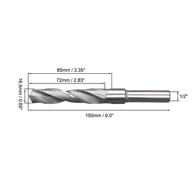 Harfington Uxcell 16.5mm Reduced Shank Drill Bit High Speed Steel 4241 with 1/2" Straight Shank