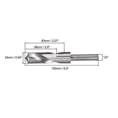 Harfington Uxcell 24mm Reduced Shank Drill Bit High Speed Steel 4241 with 1/2" Straight Shank