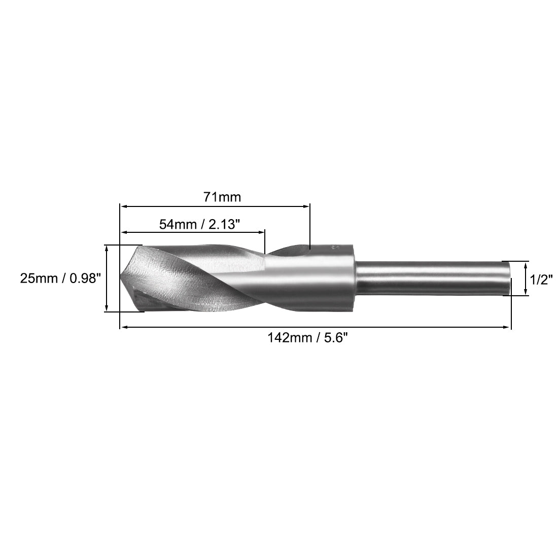 uxcell Uxcell 25mm Reduced Shank Drill Bit High Speed Steel 4241 with 1/2" Straight Shank