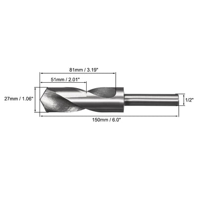 Harfington Uxcell 27mm Reduced Shank Drill Bit High Speed Steel 4241 with 1/2" Straight Shank