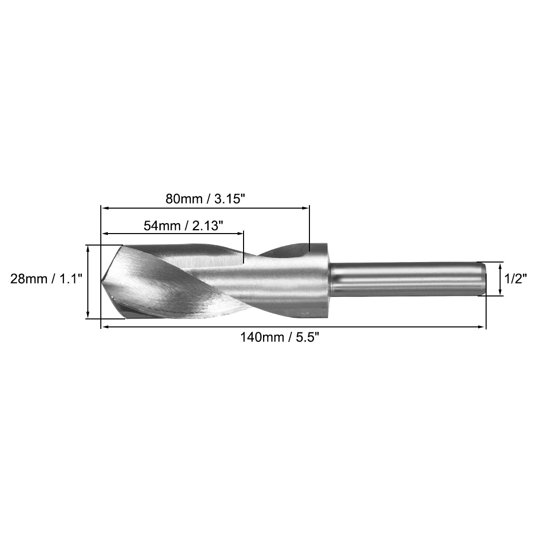 uxcell Uxcell 28mm Reduced Shank Drill Bit High Speed Steel 4241 with 1/2" Straight Shank