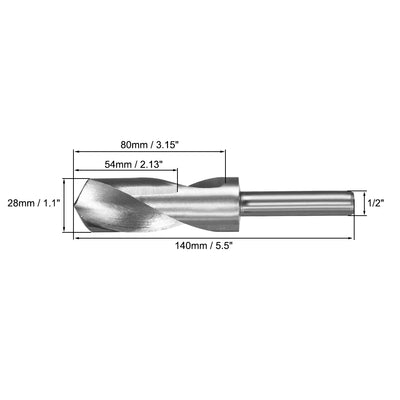 Harfington Uxcell 28mm Reduced Shank Drill Bit High Speed Steel 4241 with 1/2" Straight Shank