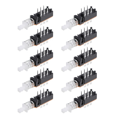 Harfington Uxcell Push Button Switch, DPDT 6 Pin 1 Position Self-Locking Black 10pcs