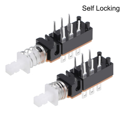 Harfington Uxcell Push Button Switch, DPDT 6 Pin 1 Position Self-Locking Black 15pcs
