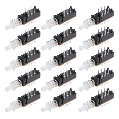Harfington Uxcell Push Button Switch, DPDT 6 Pin 1 Position Self-Locking Black 15pcs
