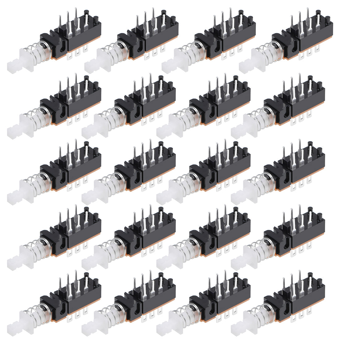 uxcell Uxcell Push Button Switch DPDT 6 Pin 1 Position Self-Locking Black 20pcs