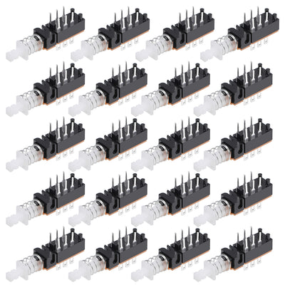 Harfington Uxcell Push Button Switch DPDT 6 Pin 1 Position Self-Locking Black 20pcs