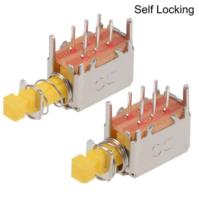 Harfington Uxcell Push Button Switch DPDT 6 Pin 1 Position Self-Locking Yellow 5pcs
