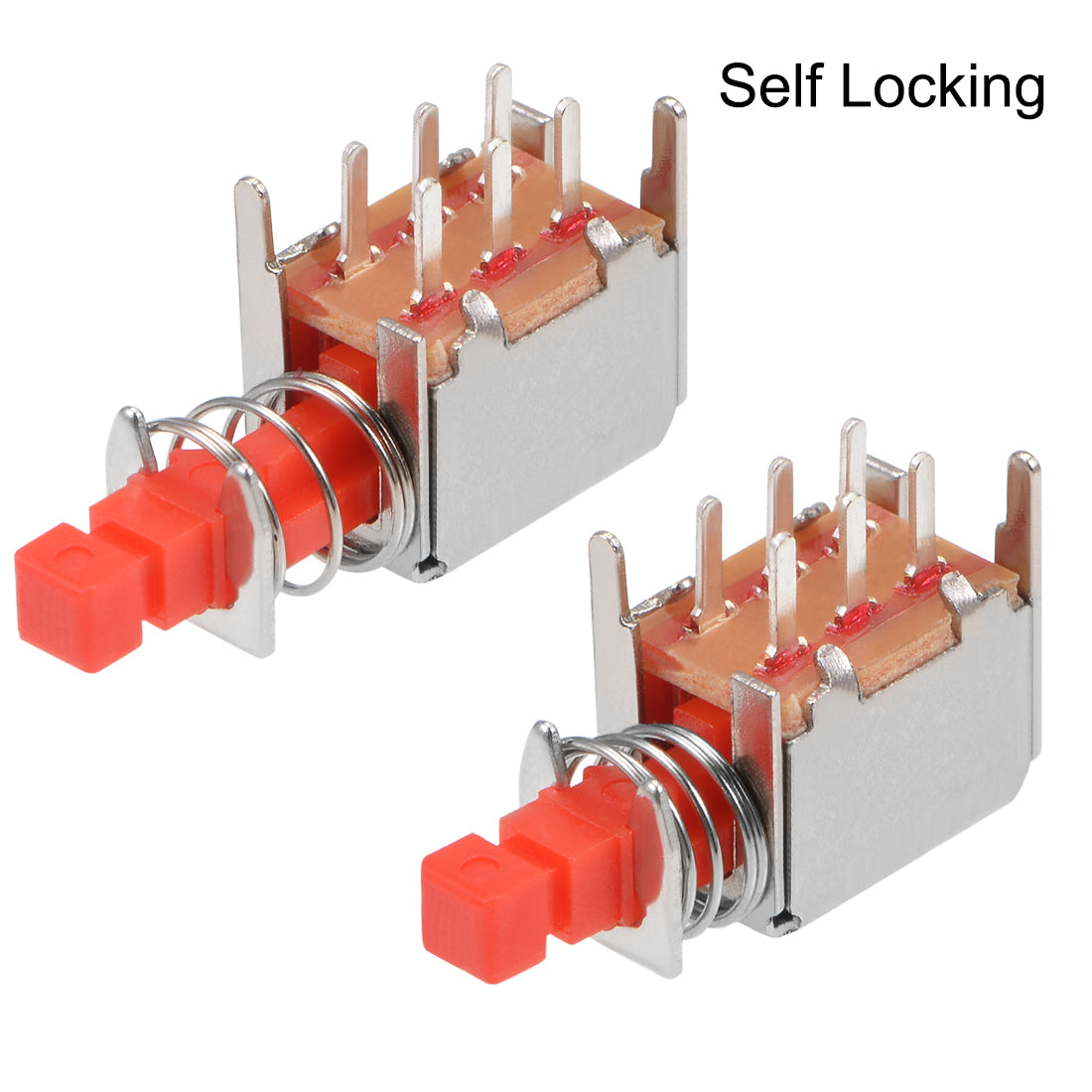 uxcell Uxcell Push Button Switch DPDT 6 Pin 1 Position Self-Locking Red 10pcs