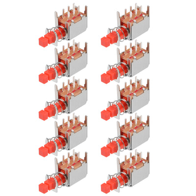 Harfington Uxcell Push Button Switch DPDT 6 Pin 1 Position Self-Locking Red 10pcs