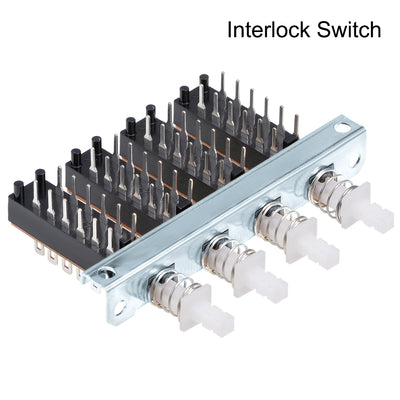 Harfington Uxcell Interlock Push Button Switch Piano Type 4PDT 12 Pin 4 Row