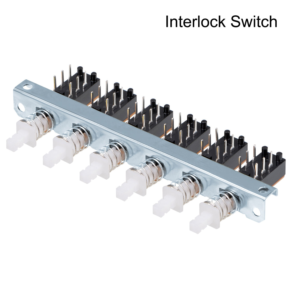 uxcell Uxcell Interlock Push Button Switch Piano Type DPDT 6 Pin 6 Row