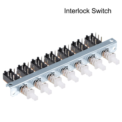Harfington Uxcell Interlock Push Button Switch Piano Type DPDT 6 Pin 7 Row