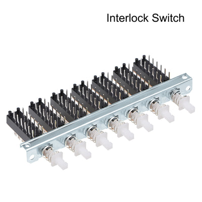 Harfington Uxcell Interlock Push Button Switch Piano Type 4PDT 12 Pin 7 Row