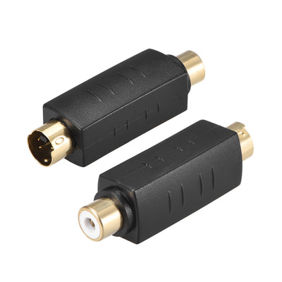 Harfington Uxcell RCA Female to S-Video 4 Terminal Male Connector Stereo Audio Video Cable Couplers Black 2Pcs