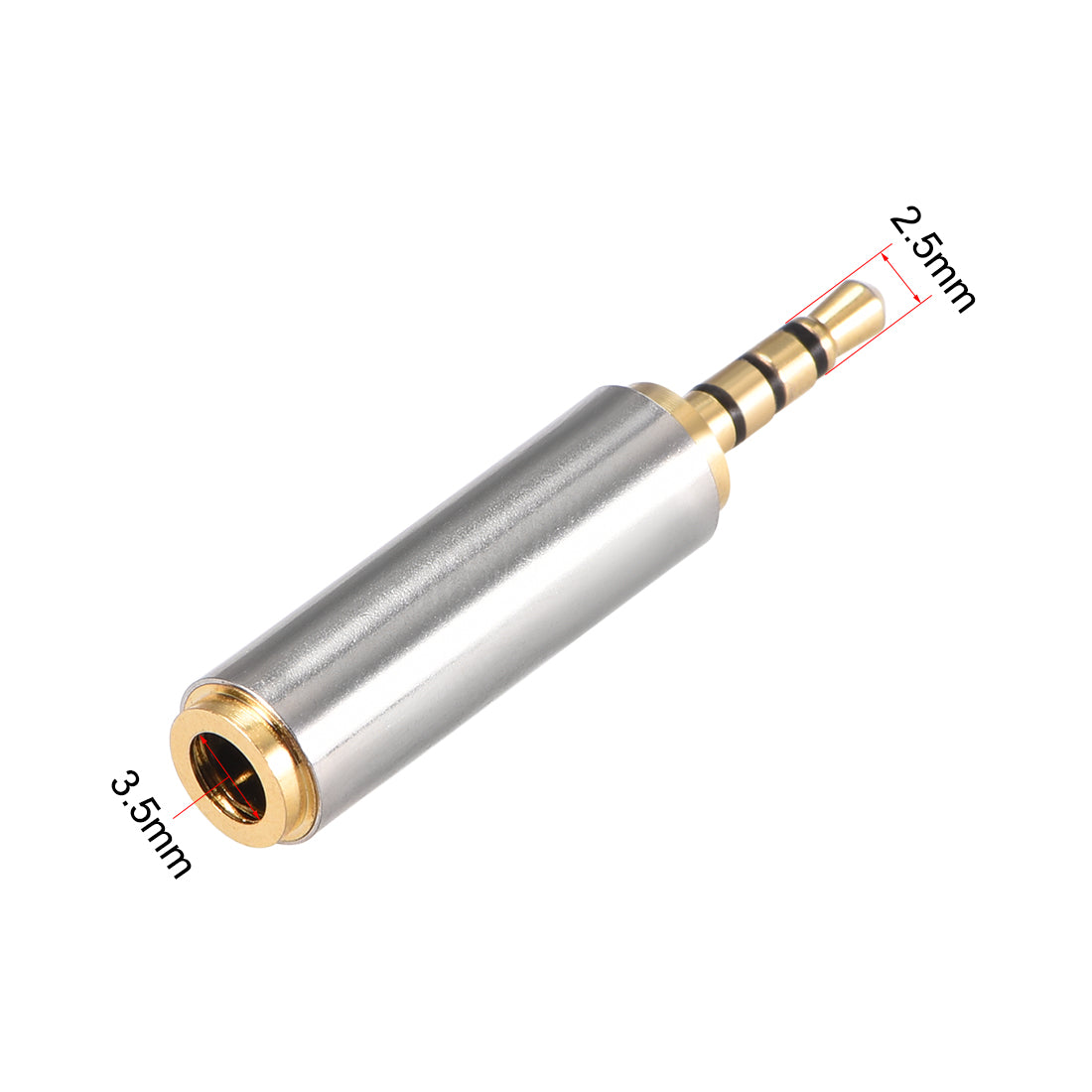 uxcell Uxcell 2.5mm Stereo 4 Pole Male to 3.5mm Female Connector Audio Video Adapter Converters Zinc Alloy 2Pcs