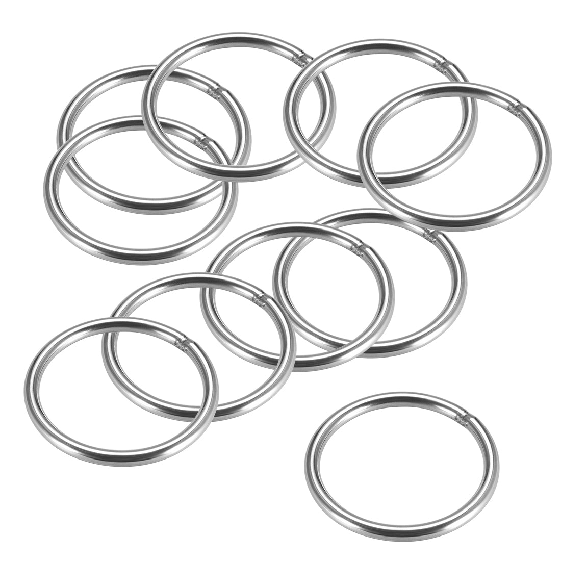 uxcell Uxcell Welded O Ring, 50 x 4mm Strapping Round Rings 201 Stainless Steel 10pcs