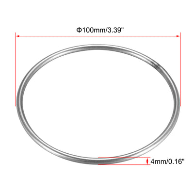 Harfington Uxcell Welded O Ring, 100 x 4mm Strapping Round Rings 201 Stainless Steel 8pcs