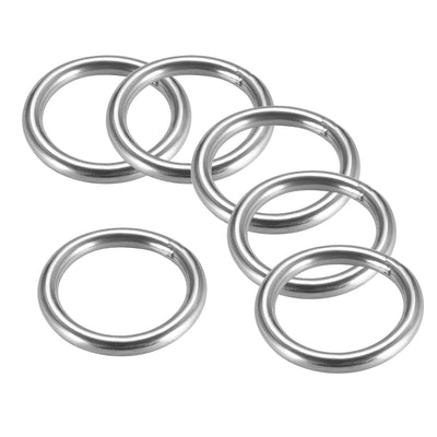 Harfington Uxcell Welded O Ring, 40 x 5mm Strapping Round Rings 201 Stainless Steel 6pcs