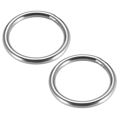 Harfington Uxcell Welded O Ring, 50 x 5mm Strapping Round Rings 201 Stainless Steel 2pcs