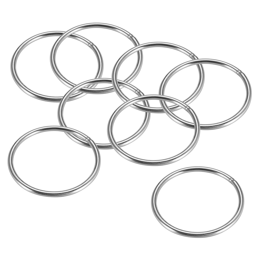uxcell Uxcell Welded O Ring, 80 x 5mm Strapping Round Rings 201 Stainless Steel 8pcs
