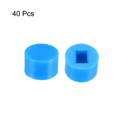 Harfington Uxcell 40Pcs Plastic 6x3.7mm Pushbutton Switch Caps Cover Keycaps Protector for 5.8x5.8 Latching Tactile Switch Blue