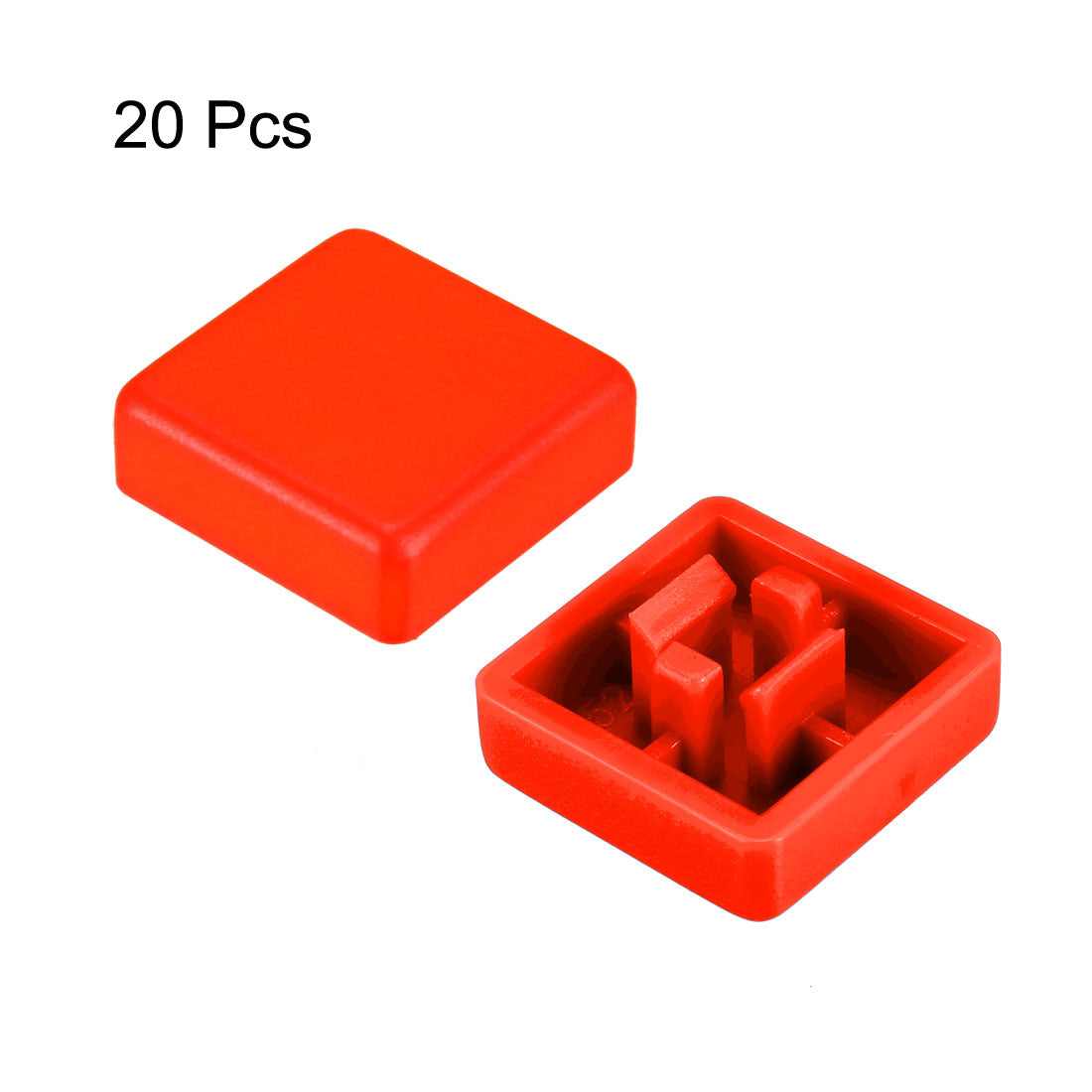 uxcell Uxcell 20Pcs Plastic 12x12mm Pushbutton Tactile Switch Caps Cover Keycaps Red for 12x12x7.3mm Tact Switch