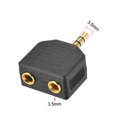 Harfington Uxcell 1Pcs 3.5mm Male to Dual 3.5mm Female Connector Splitter Adapter Coupler for Stereo Audio Video AV Cable Convert