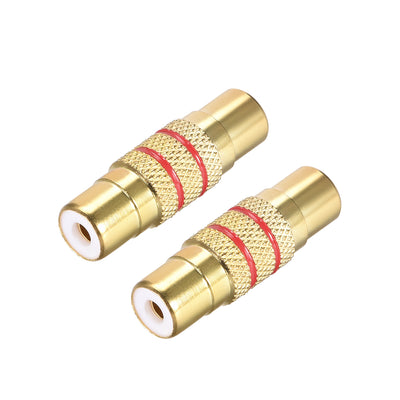 Harfington Uxcell RCA Female to Female Connector Adapter Coupler for Stereo Audio Video AV TV Cable Convert 2Pcs Gold Tone
