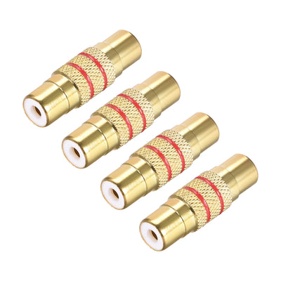Harfington Uxcell RCA Female to Female Connector Adapter Coupler for Stereo Audio Video AV TV Cable Convert 4Pcs Gold Tone