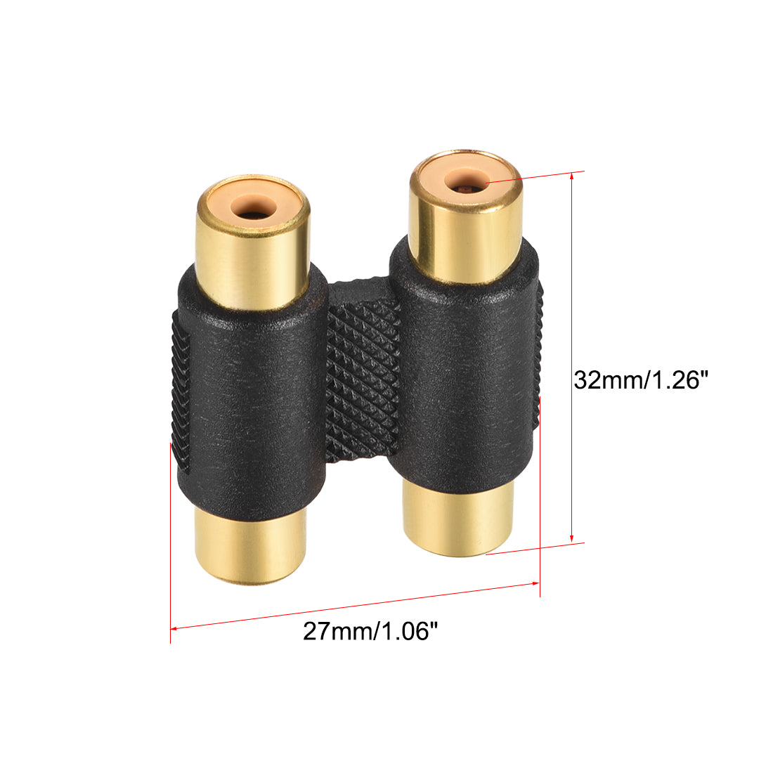 uxcell Uxcell RCA 2 Female to 2 Female Connector Stereo Audio Video Cable Adapter Coupler Gold-plated 1pcs