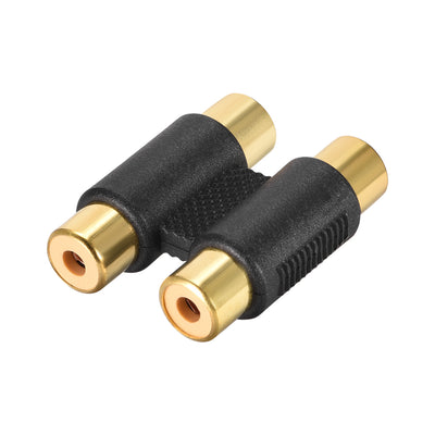 Harfington Uxcell RCA 2 Female to 2 Female Connector Stereo Audio Video Cable Adapter Coupler Gold-plated 1pcs