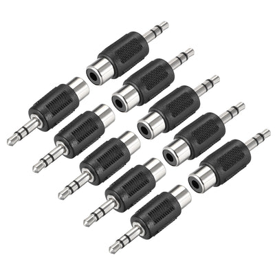Harfington Uxcell 3.5mm Male to RCA Female Stereo Connector Audio Video Adapter Coupler 10Pcs