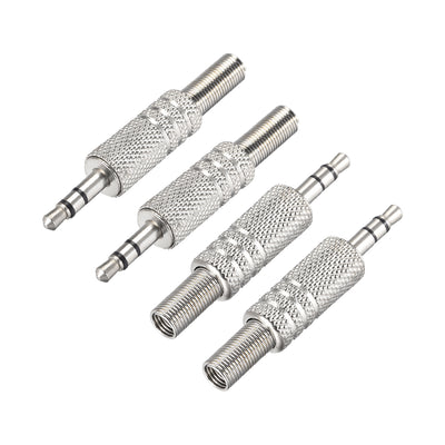 Harfington Uxcell 3.5mm Stereo Male Jack Solder Connector Audio Video Cable Power Adapter Zinc Alloy 4Pcs