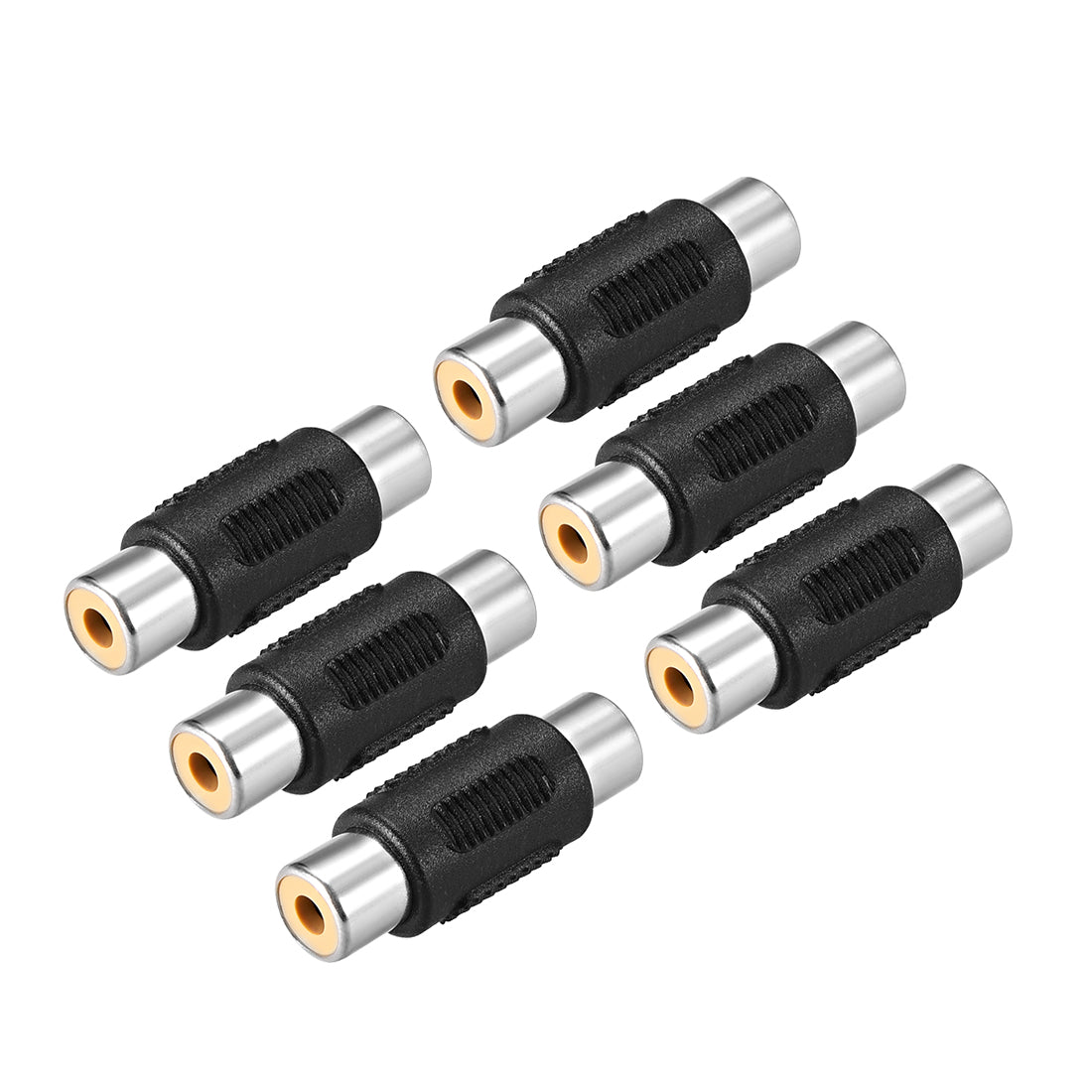 uxcell Uxcell RCA Female to Female Connector Stereo Audio Video Cable Adapters Coupler Black 6Pcs