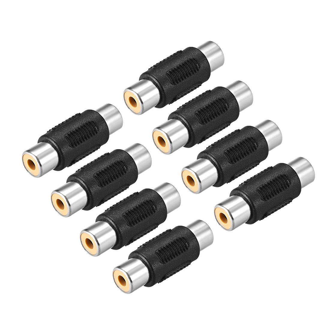 uxcell Uxcell RCA Female to Female Connector Stereo Audio Video Cable Adapters Coupler Black 8Pcs