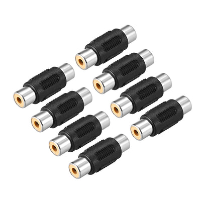 Harfington Uxcell RCA Female to Female Connector Stereo Audio Video Cable Adapters Coupler Black 8Pcs
