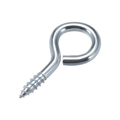 Harfington Uxcell 1.6" Screw Eye Hooks Self Tapping Screws Carbon Steel Screw-in Hanger Eye-Shape Ring Hooks 30pcs