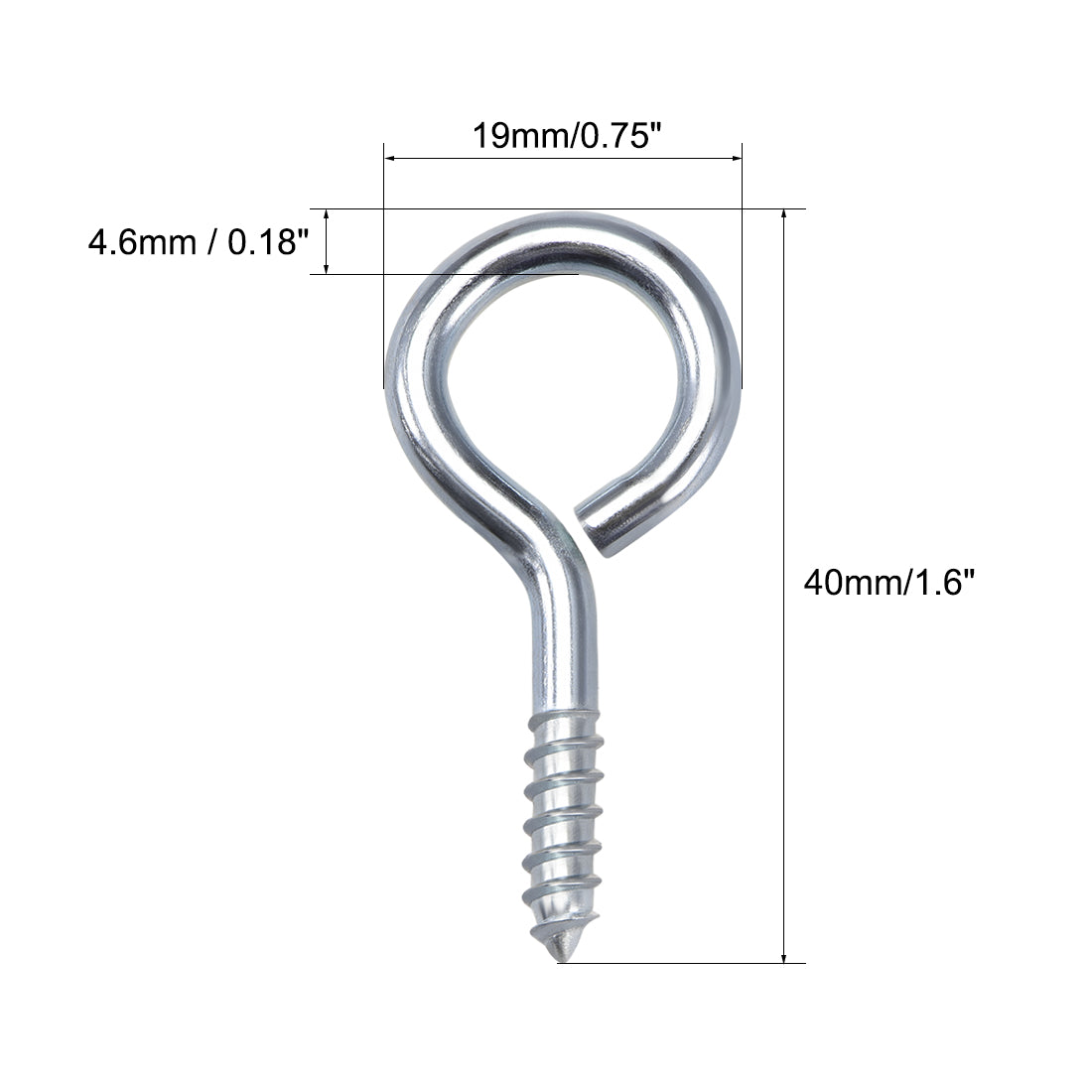 uxcell Uxcell 1.6" Screw Eye Hooks Self Tapping Screws Carbon Steel Screw-in Hanger Eye-Shape Ring Hooks 30pcs